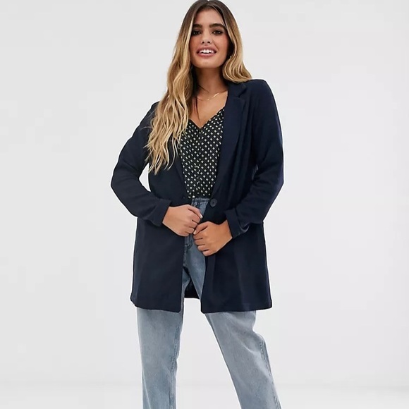 JACQUELINE DE YONG // Navy blazer, single button - Picture 2 of 6